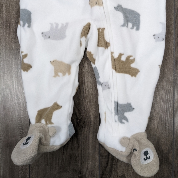 Carter's Fleece Onesie Sleeper 6 month Bear Print - Picture 4 of 8